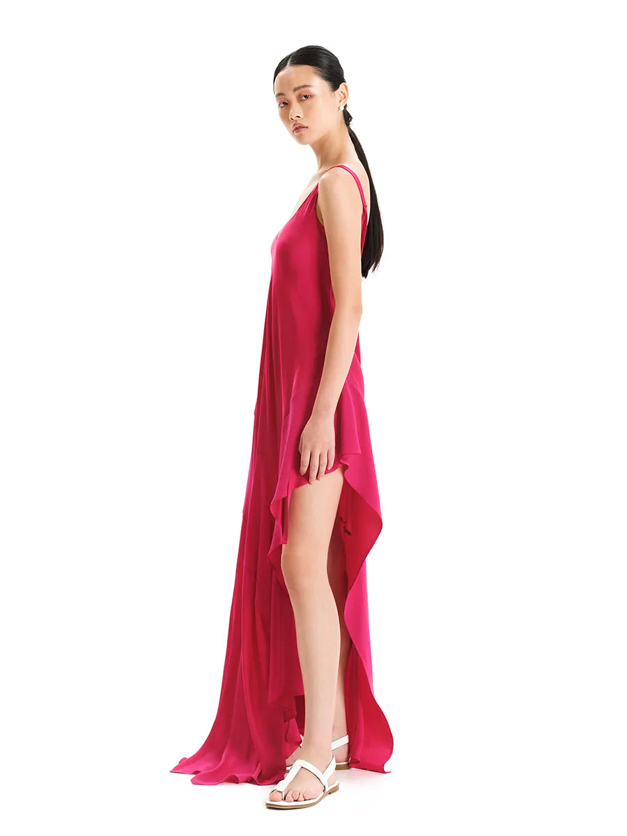 Asymmetrical Maxi Dress – Sleek Move Pink