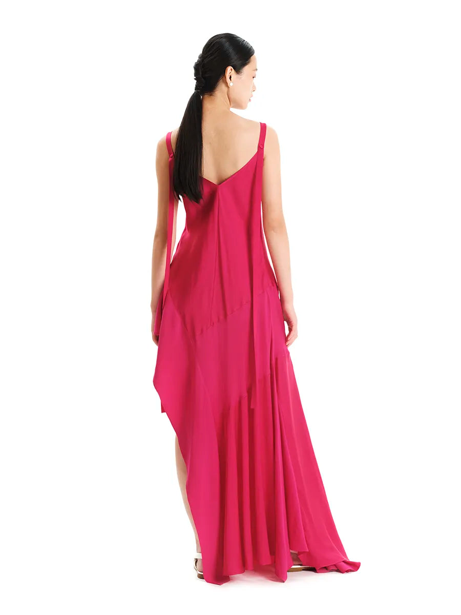 Asymmetrical Maxi Dress – Sleek Move Pink