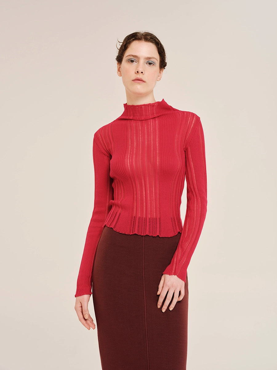 Knit Longsleeved Blouse with Hight-Neck – Winter Archetypes W25222