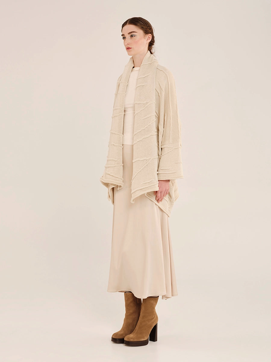 Knit Cardigan with Irregular Nervures – Neutral by Nature W25243