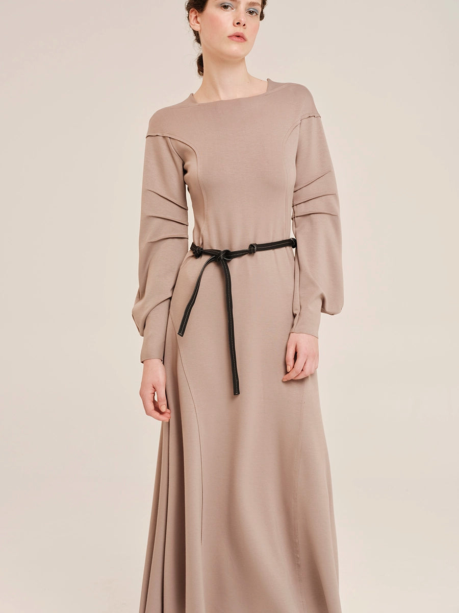 Midi Dress with Structured Sleeves – Neo-Tactility W25302