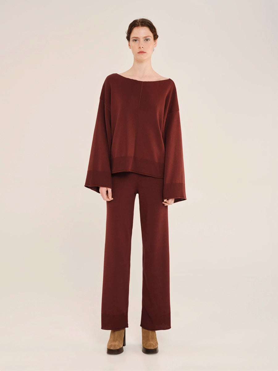 Knit Long sleeve Oversized Blouse with Front Nervure – Inner Sanctum W25234