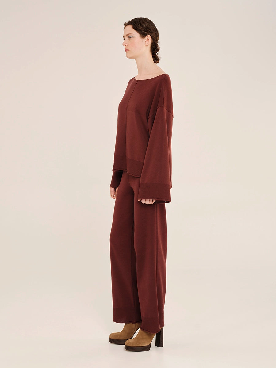 Knit Long sleeve Oversized Blouse with Front Nervure – Inner Sanctum W25234