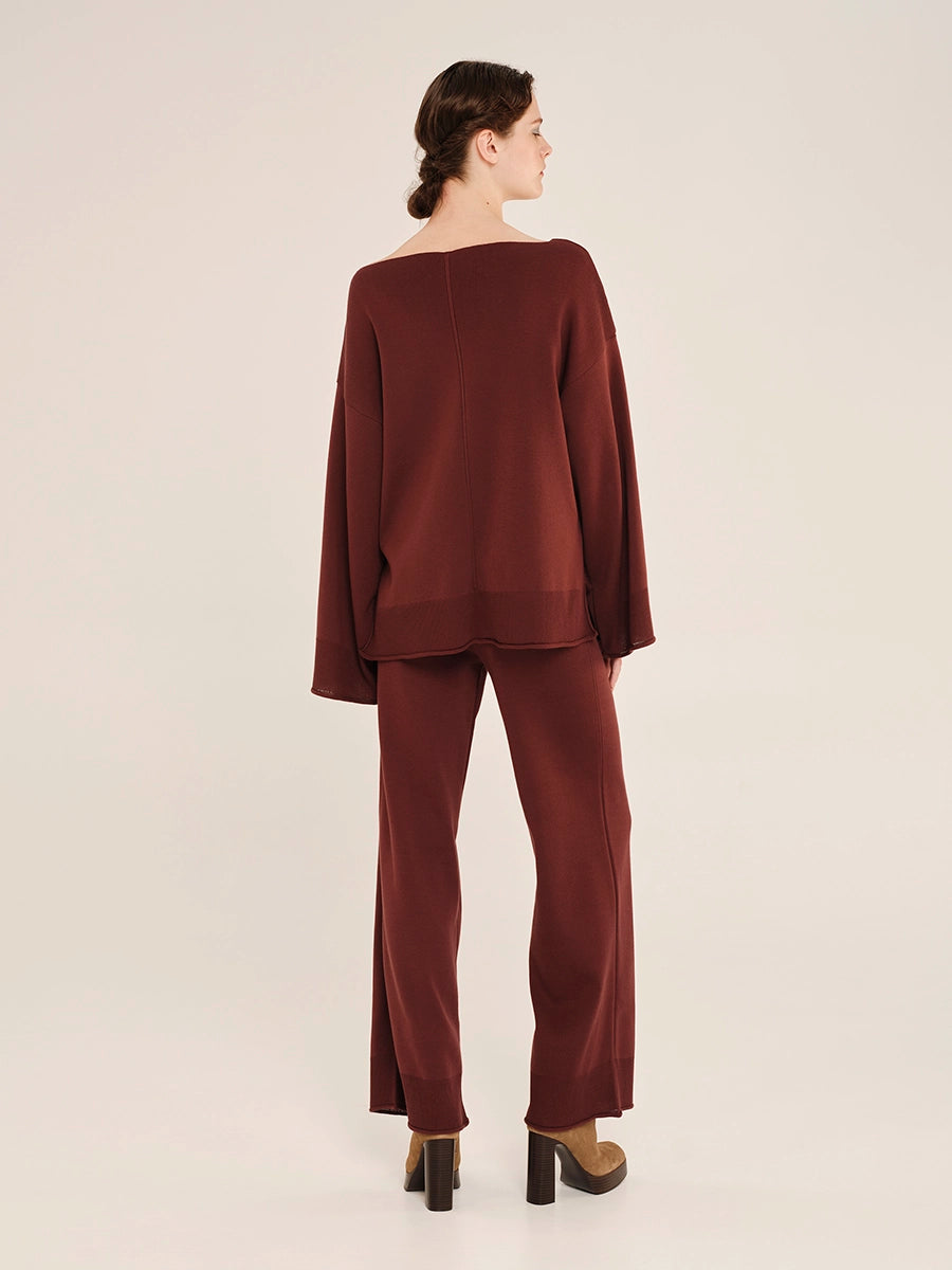 Knit Long sleeve Oversized Blouse with Front Nervure – Inner Sanctum W25234