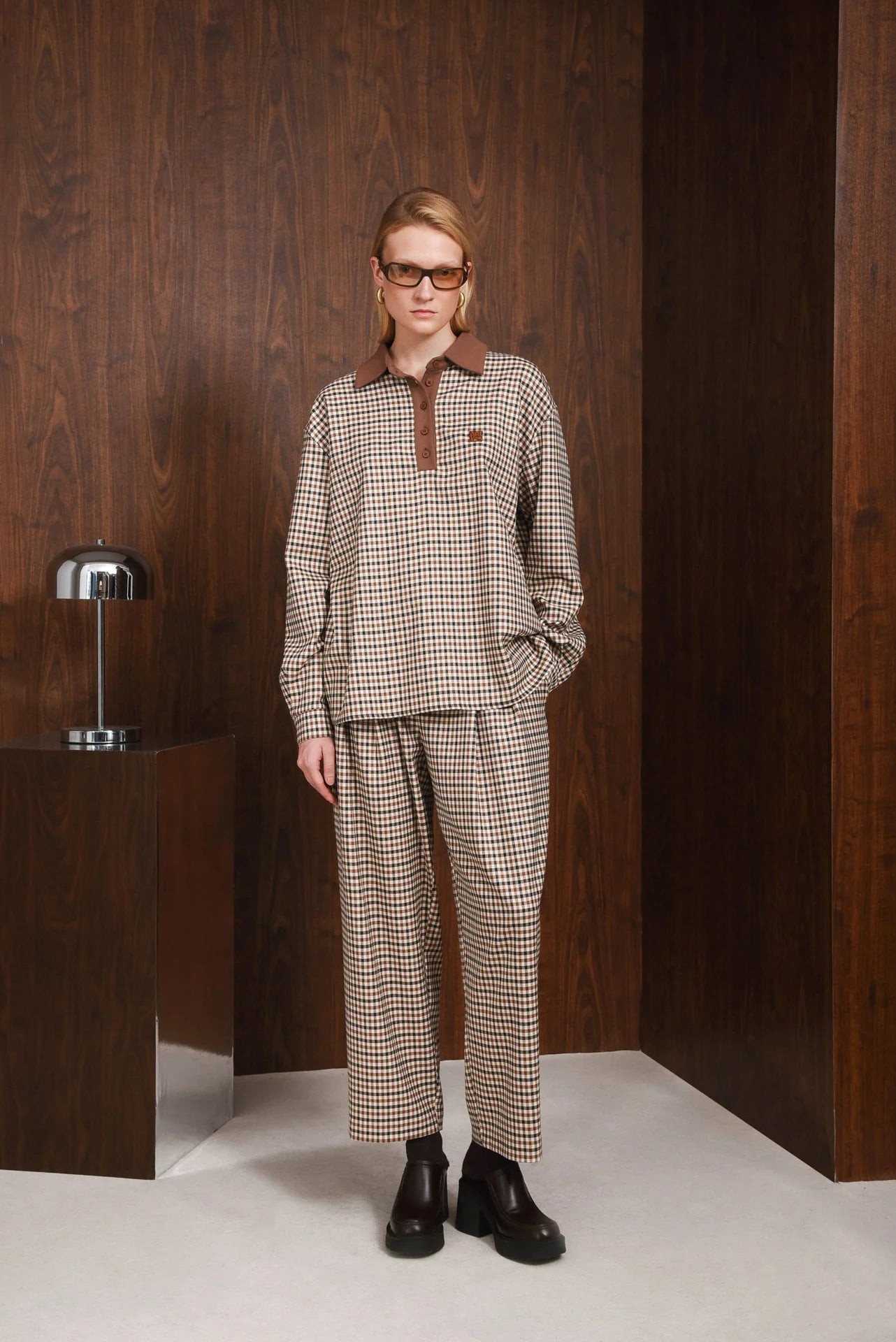 OBSERVER POLO BLOUSE BROWN