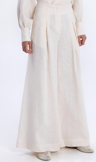 PANTS LOOSE FIT PLEATES 100% LINEN 1001179