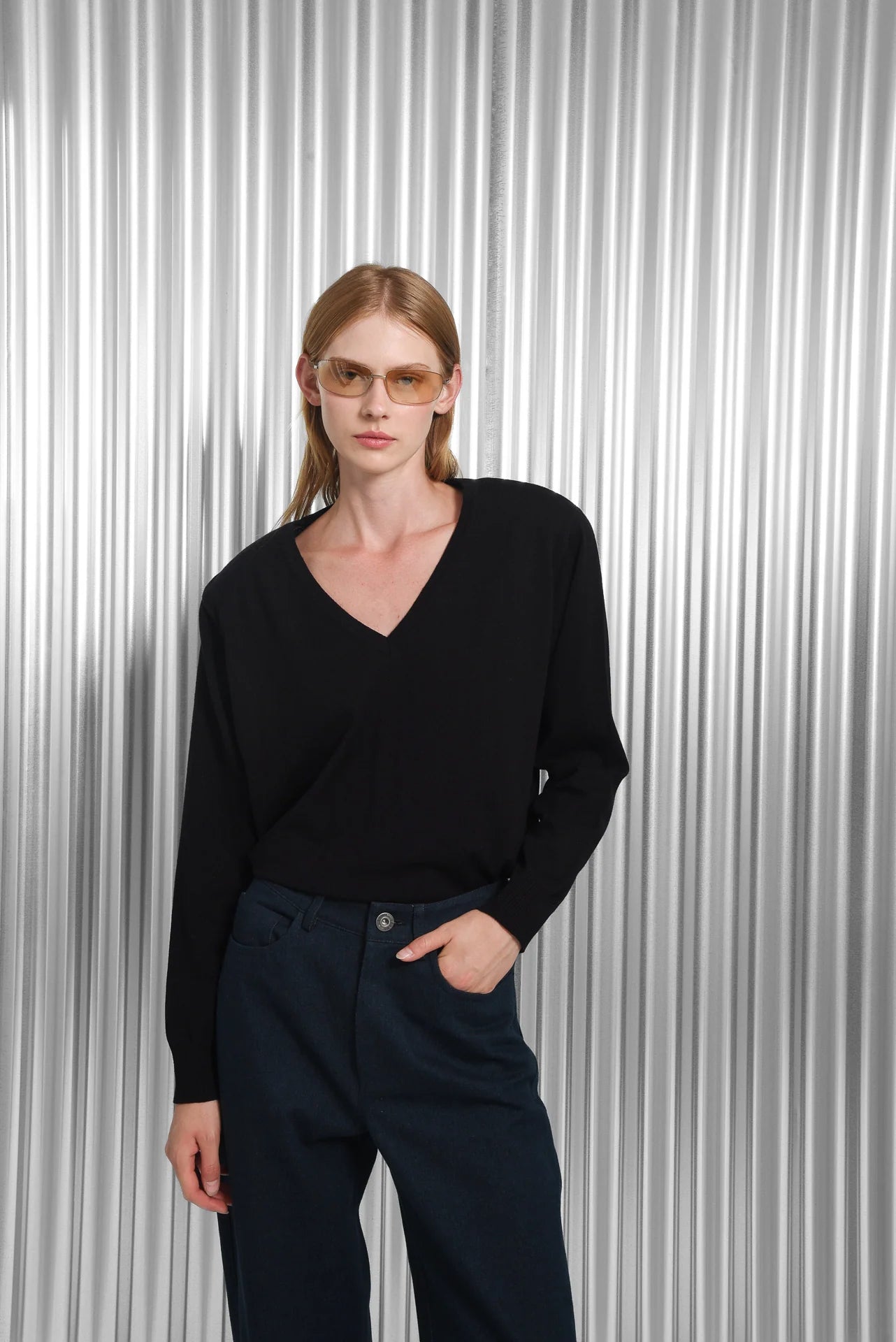 FOREVER KNITTED BLOUSE BLACK