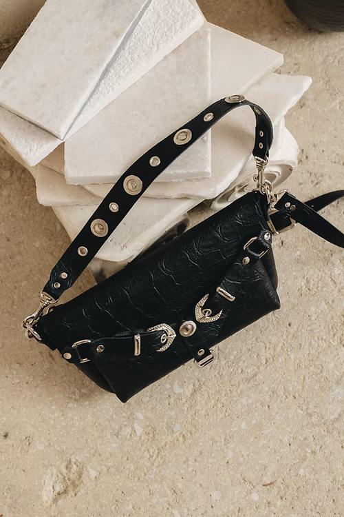 "Messy" shoulder bag BLACK NICKEL