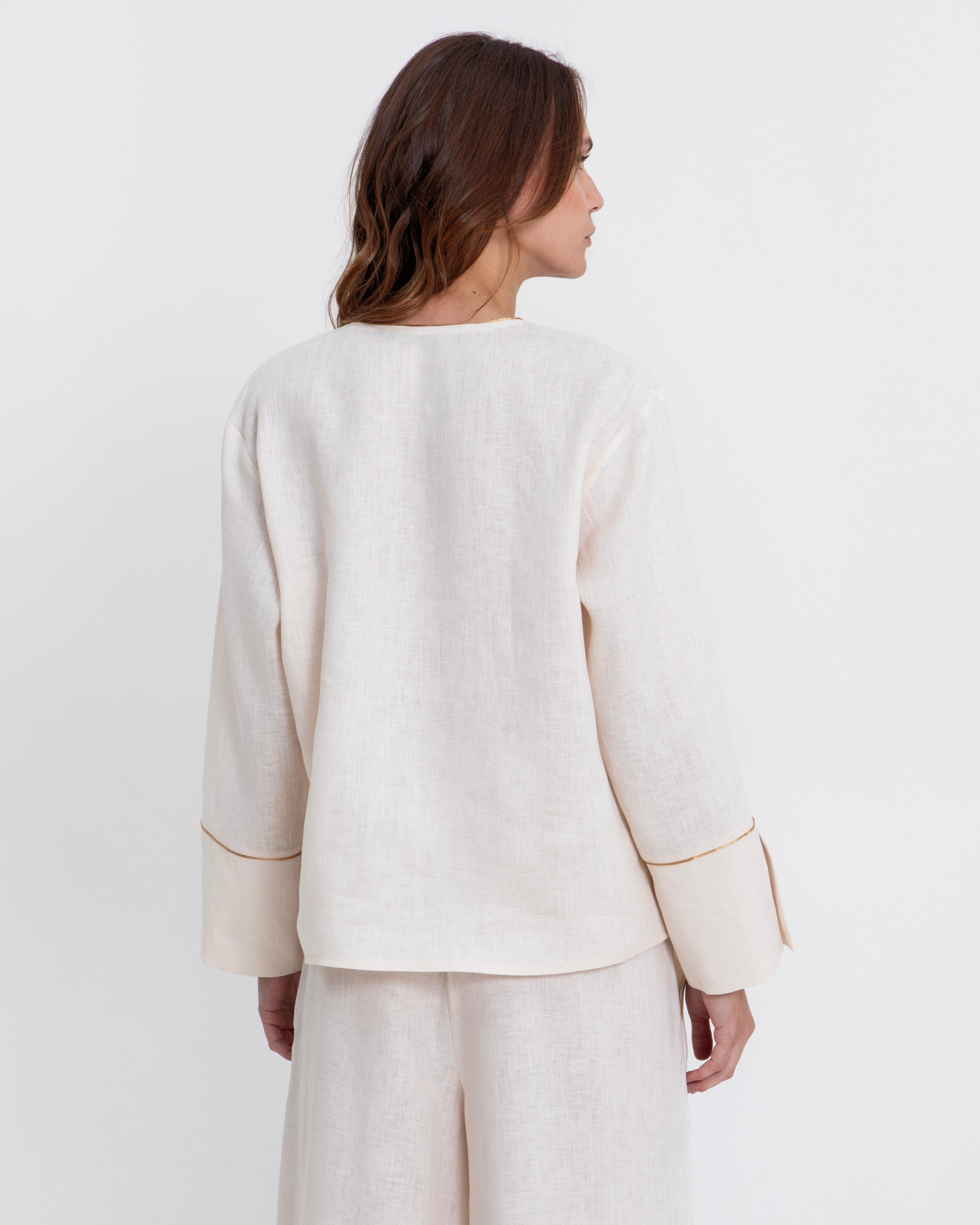 BLOUSE L/S WICK V NECK 100% LINEN 1004168