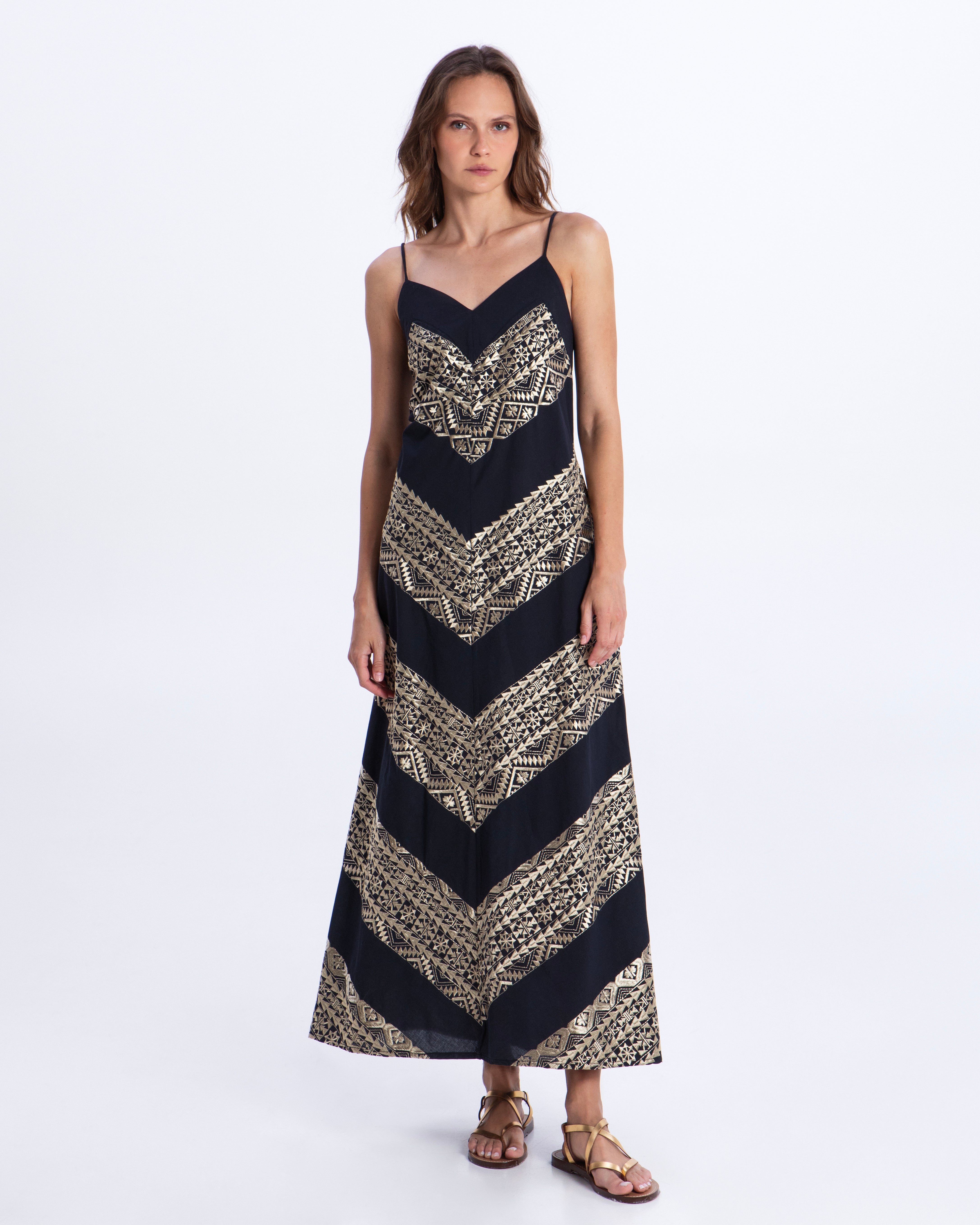 DRESS MAXI CLASSIC TRIANGLE CROSS STRAPS BLACK 3103182