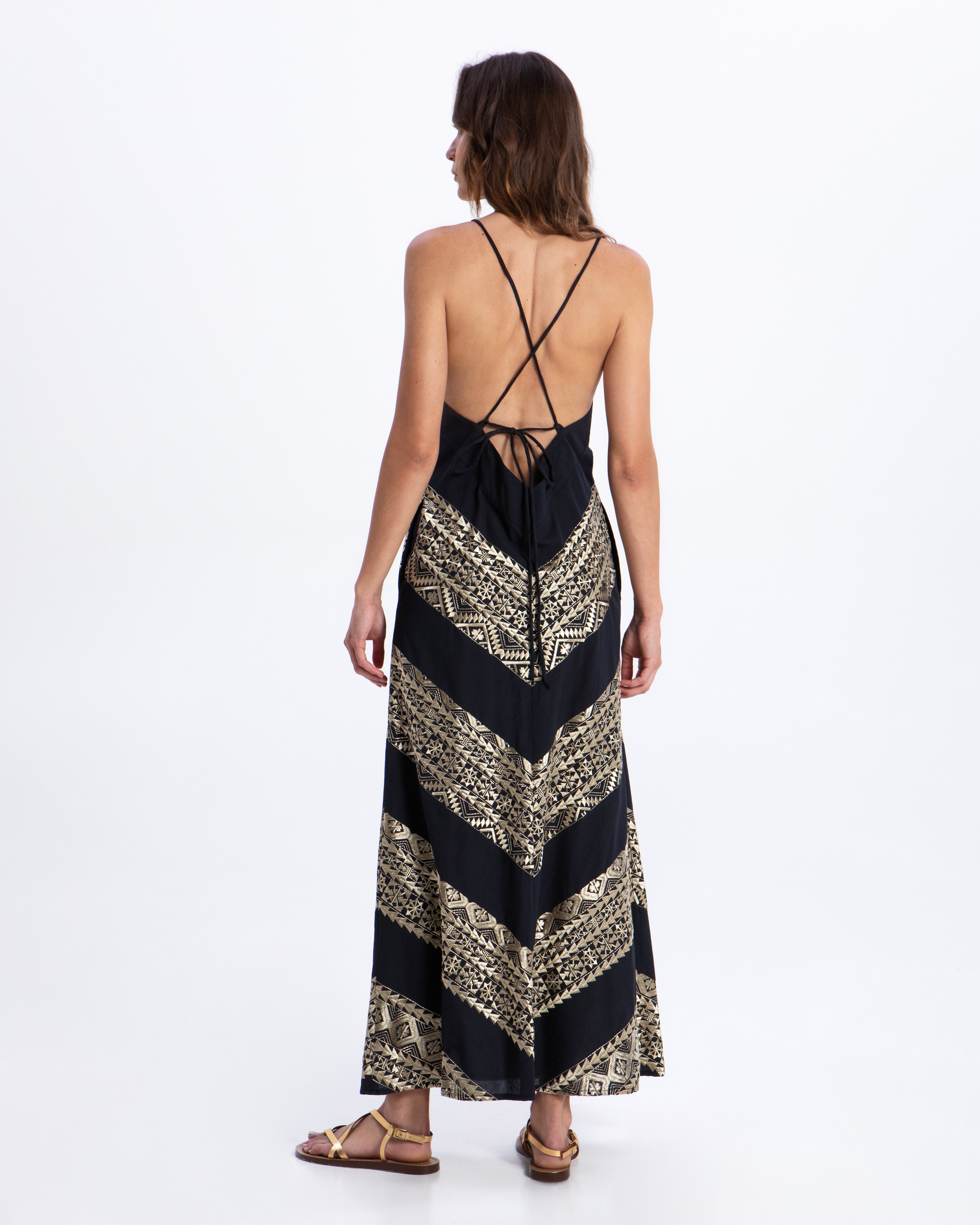 DRESS MAXI CLASSIC TRIANGLE CROSS STRAPS BLACK 3103182