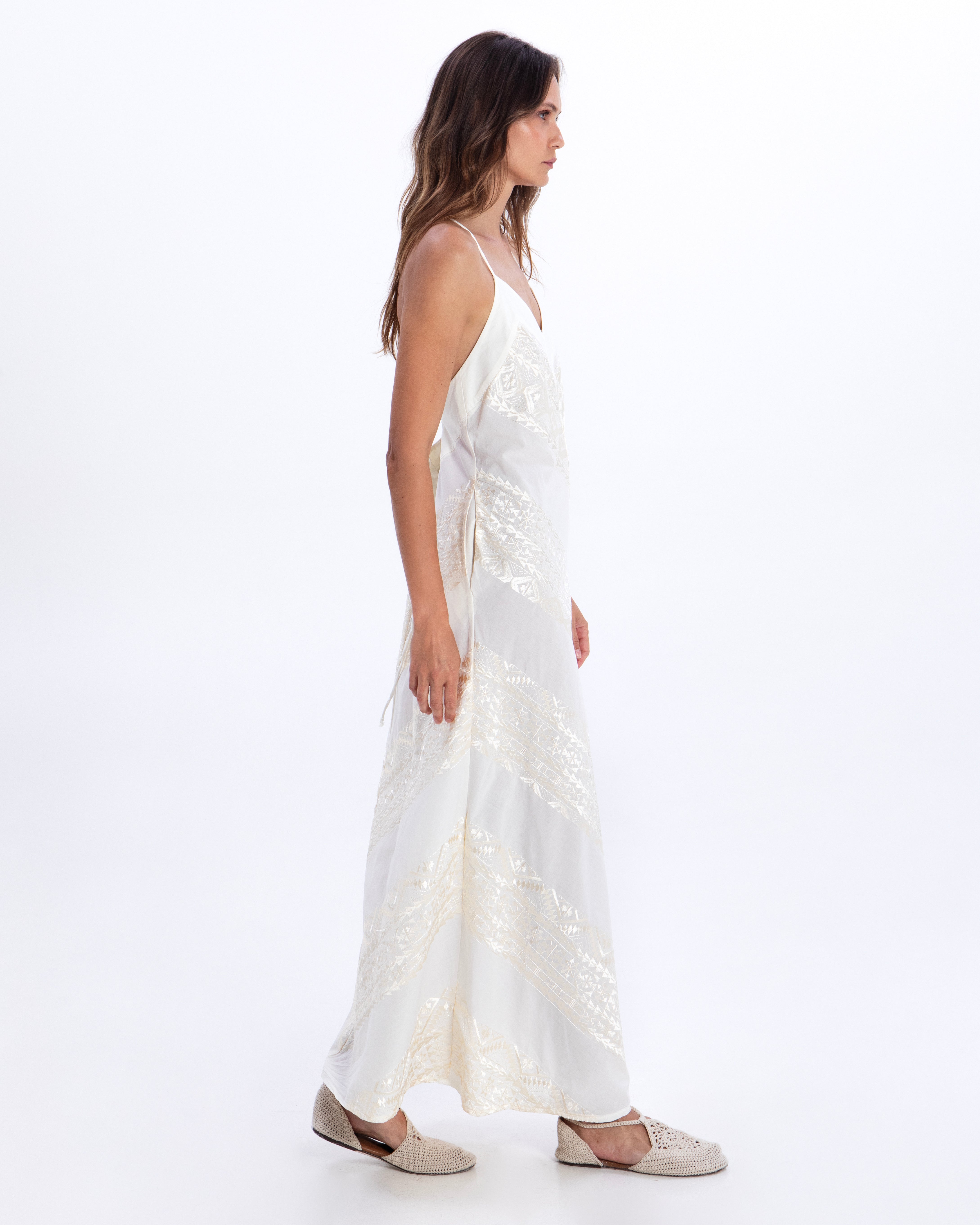 DRESS MAXI CLASSIC TRIANGLE CROSS STRAPS WHITE 3103182