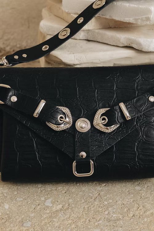 "Messy" shoulder bag BLACK NICKEL