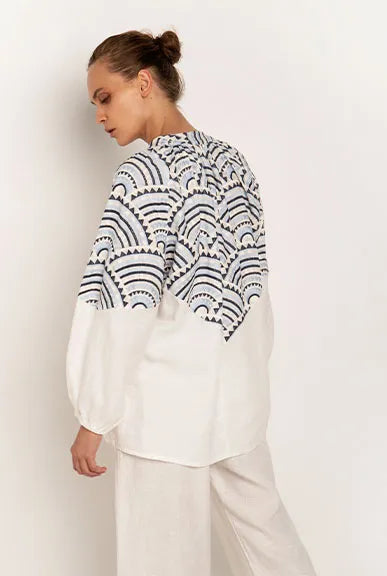 New Triangle Blouse Shirt White/Ciel