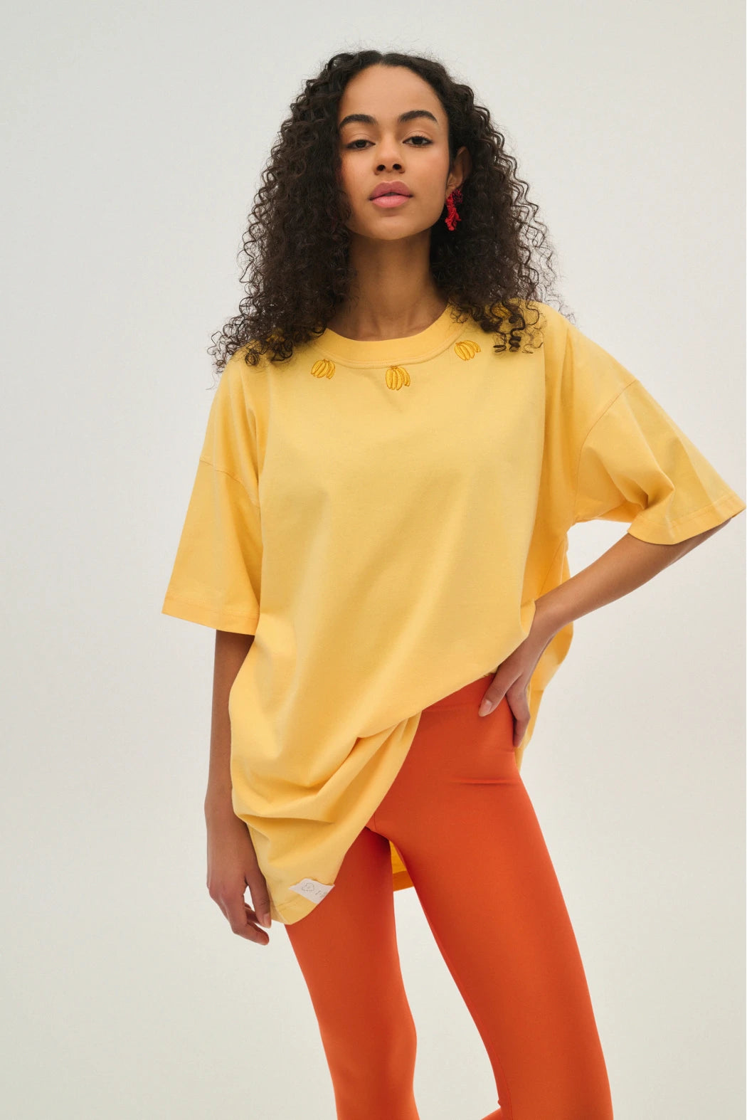 Woman T-Shirt with embroidery - GONE BANANAS YELLOW