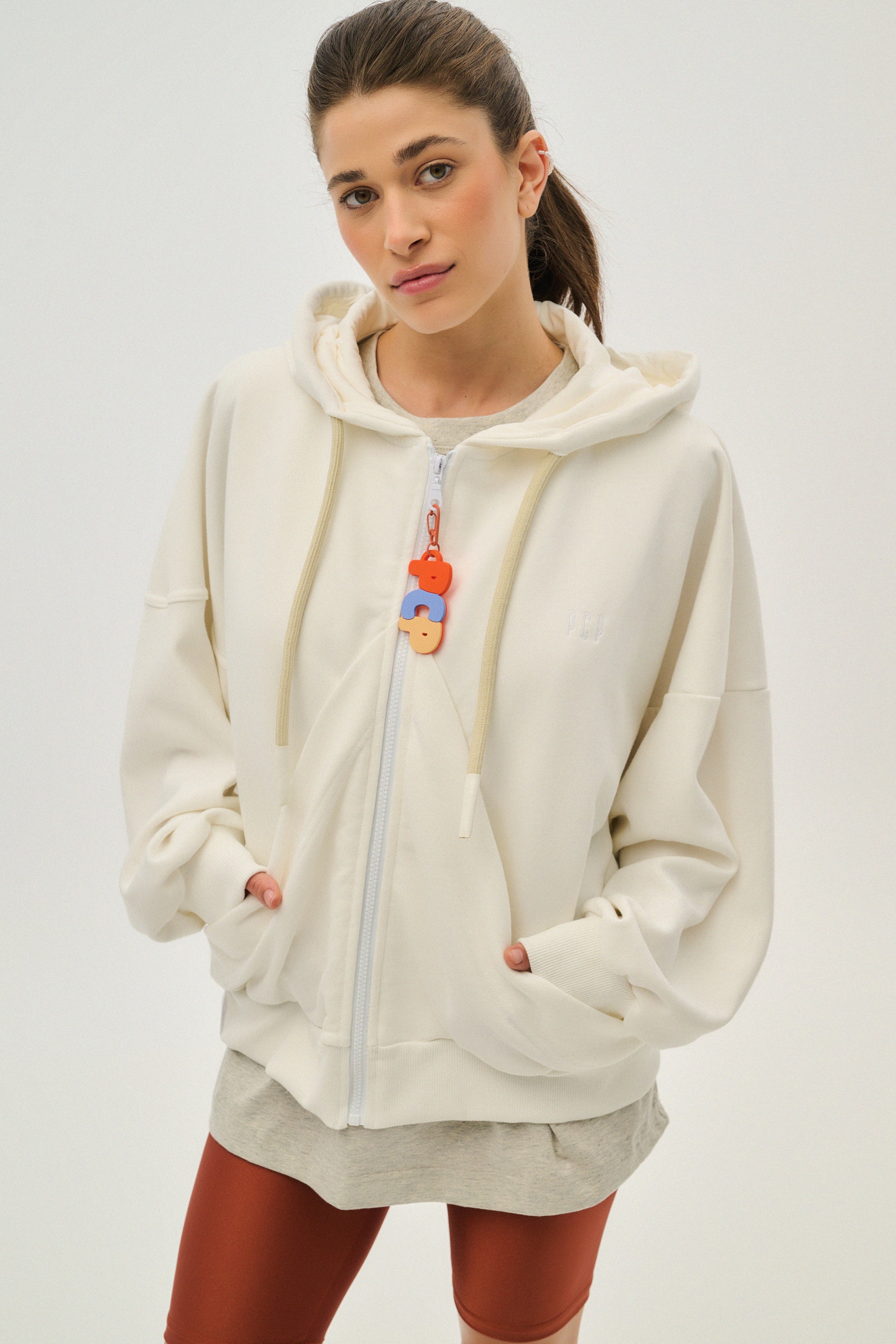 Woman Zip Hoodie with Embroidery - SOUZANA