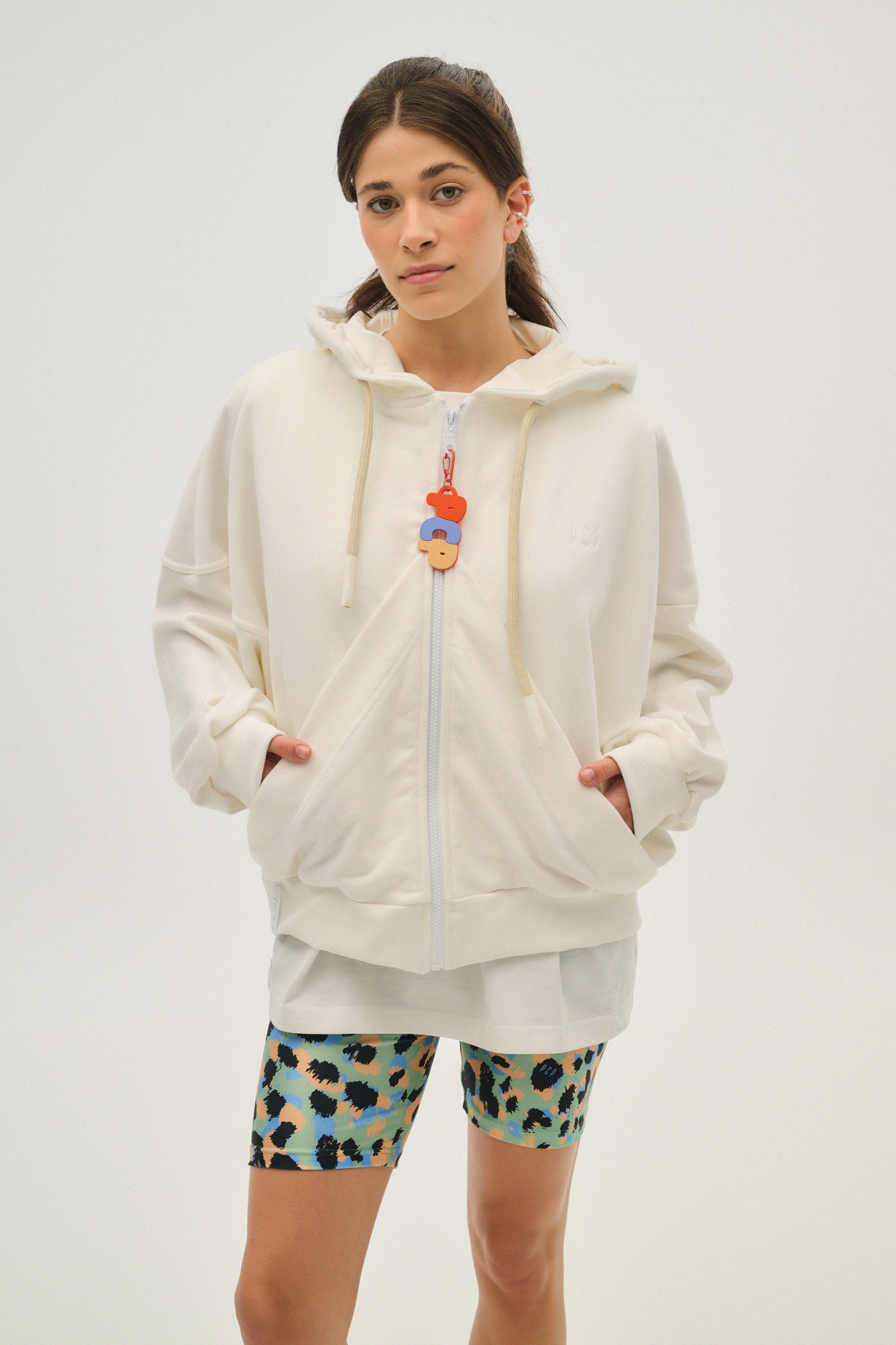 Woman Zip Hoodie with Embroidery - SOUZANA