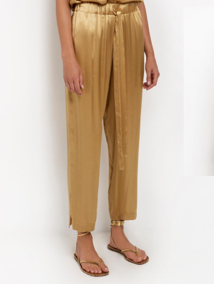 PANTS CROPPED ELASTIC WAIST BEIGE 1001164