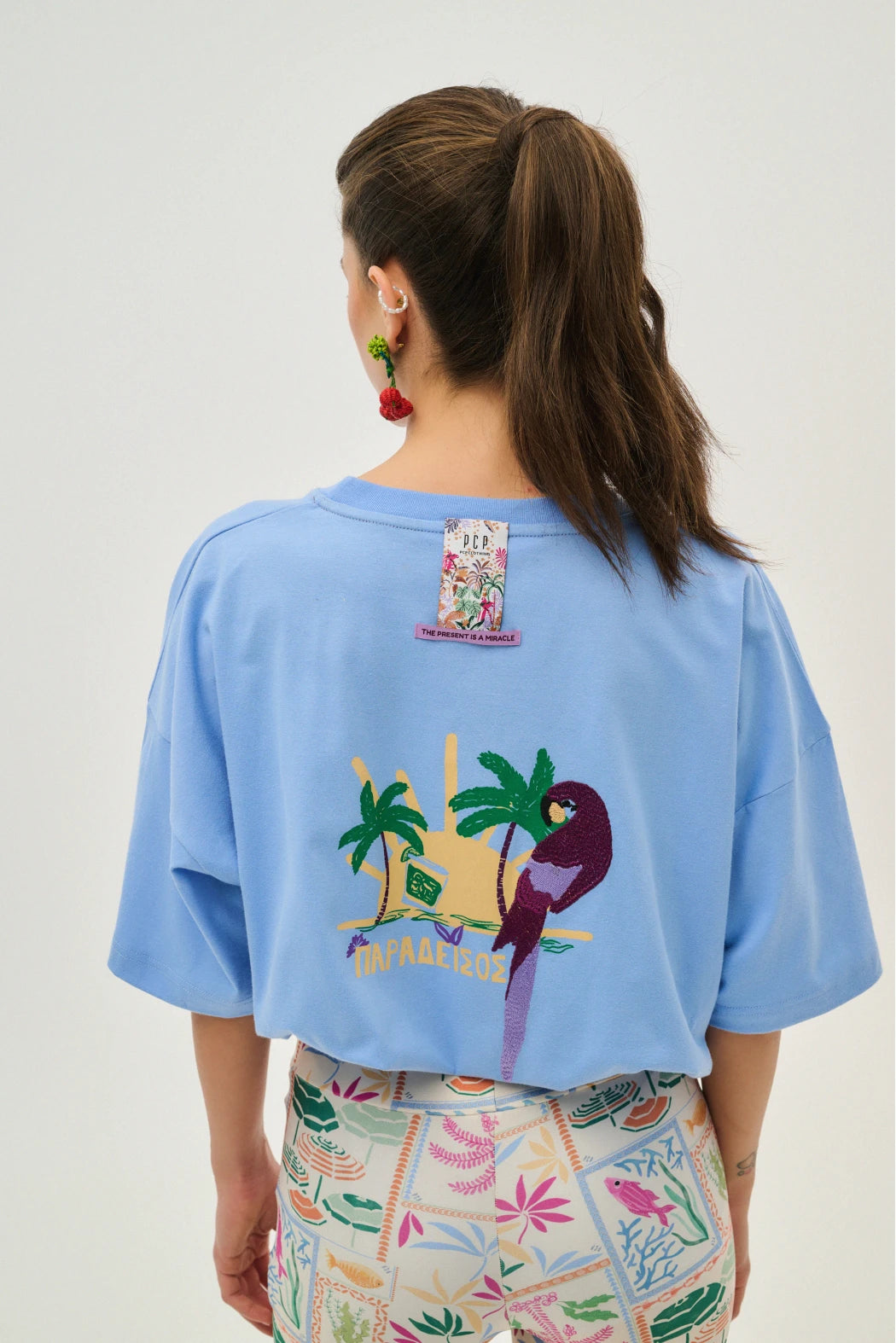 Woman T-shirt with Silk Screen Print - Paradise