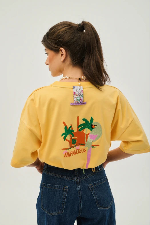 Woman T-shirt with Silk Screen Print - Paradise