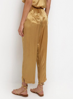 PANTS CROPPED ELASTIC WAIST BEIGE 1001164