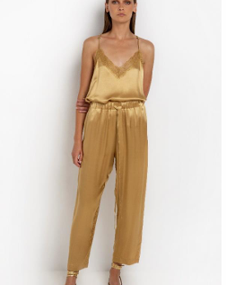 PANTS CROPPED ELASTIC WAIST BEIGE 1001164