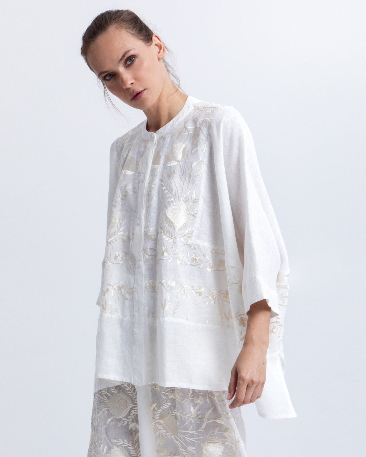 JACKET BLOSSOM ASYMMETRIC 100% LINEN BLUE 2055053