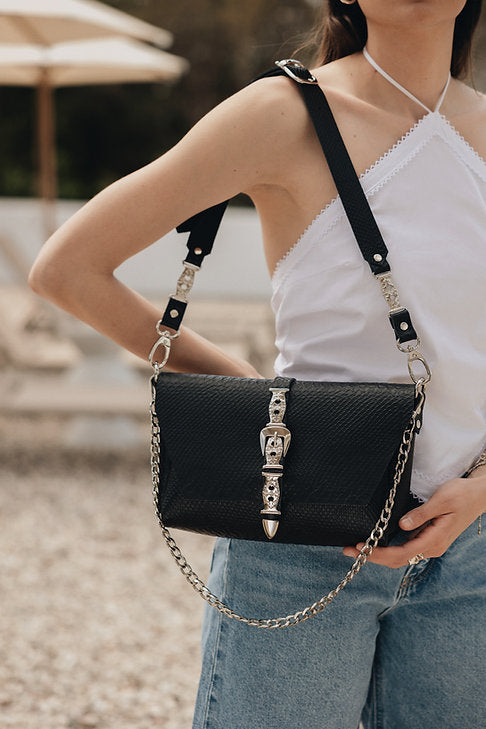 "The river" shoulder bag BLACK NICKEL