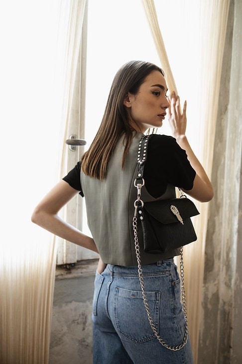 "On my mind" shoulder bag BLACK NICKEL