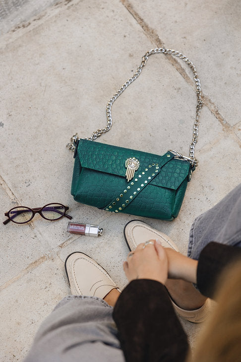 "On my mind" shoulder bag, forest nickel