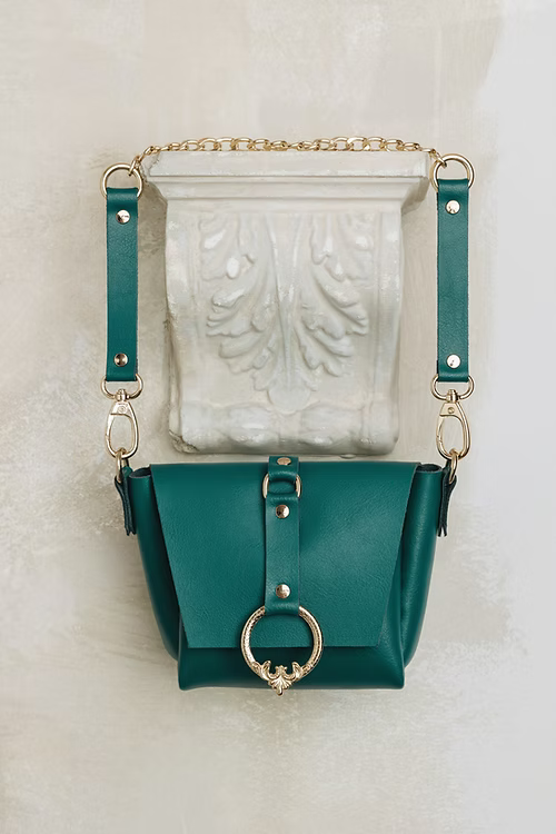 "Here I am" shoulder bag, forest green