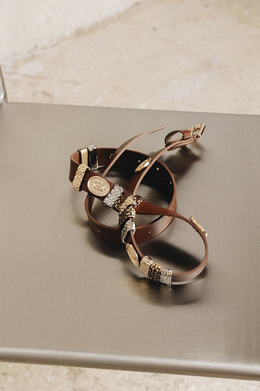 “Free fallin” leather belt brown GOLD