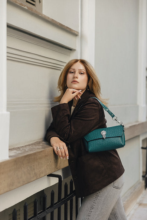 "On my mind" shoulder bag, forest nickel