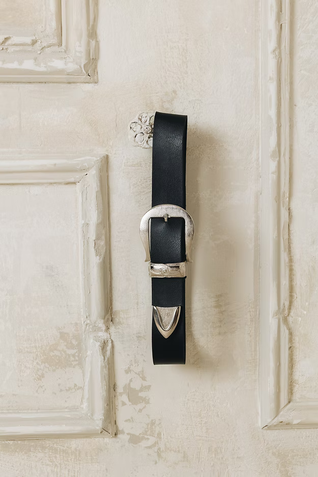 "Amanda" leather belt BLACK NICKEL