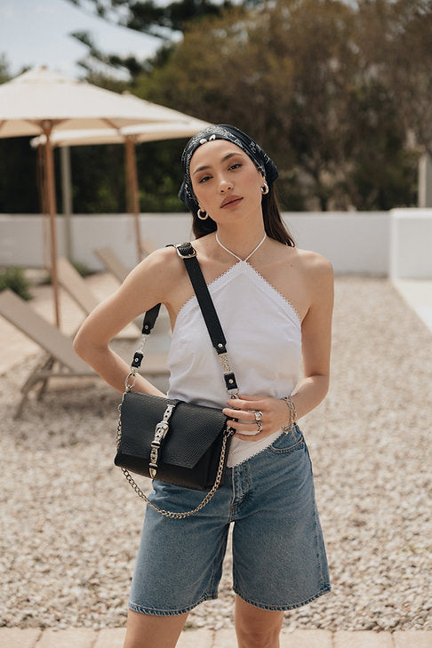 "The river" shoulder bag BLACK NICKEL