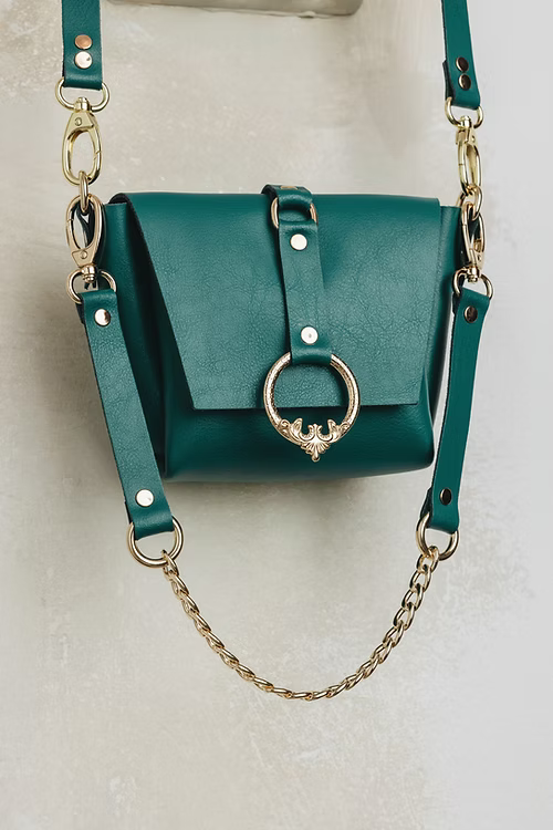"Here I am" shoulder bag, forest green