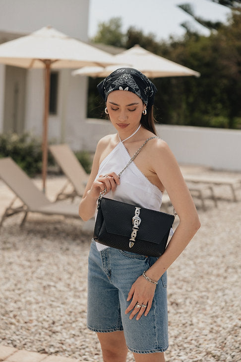 "The river" shoulder bag BLACK NICKEL