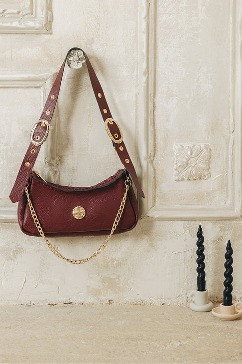 "Kashmir" shoulder bag, cherry gold
