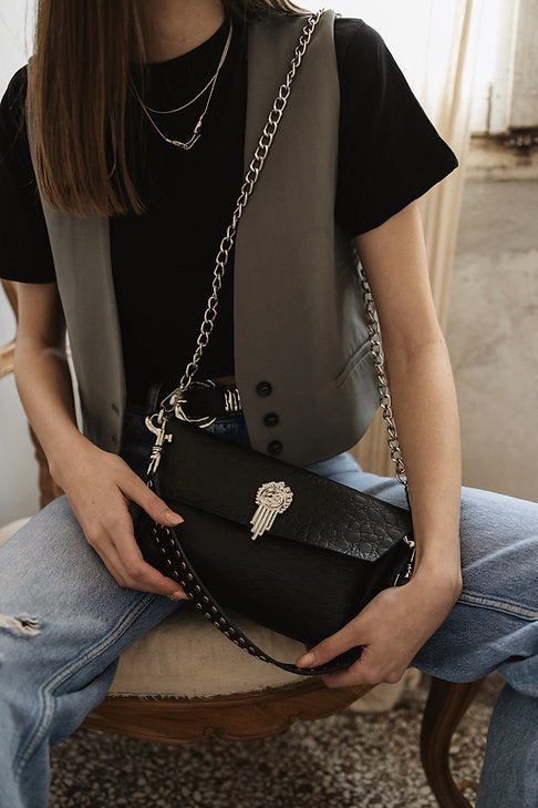 "On my mind" shoulder bag BLACK NICKEL