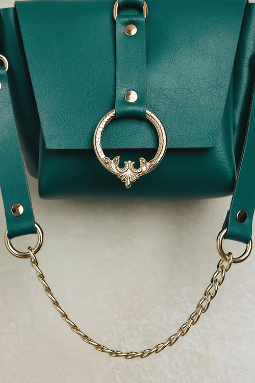 "Here I am" shoulder bag, forest green