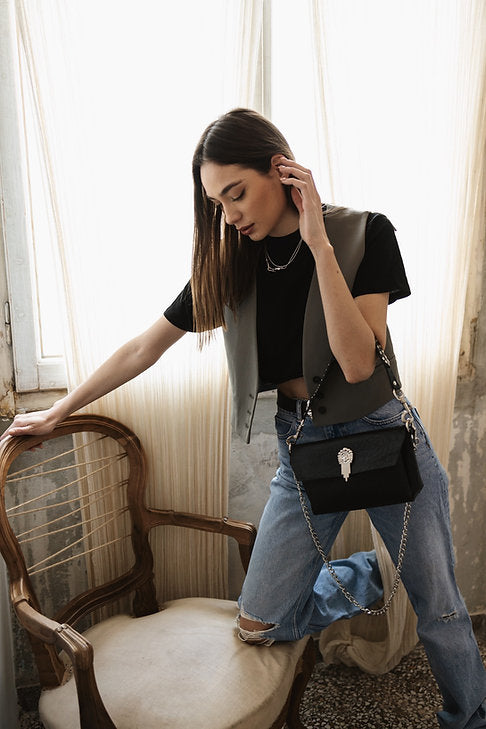 "On my mind" shoulder bag BLACK NICKEL