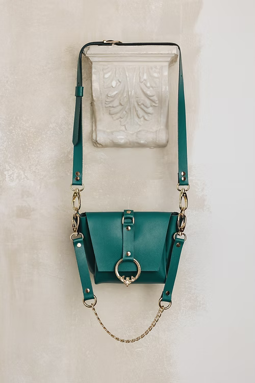 "Here I am" shoulder bag, forest green