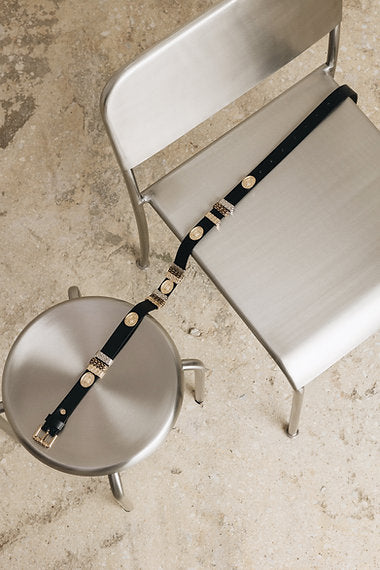 “Free fallin” leather belt black GOLD
