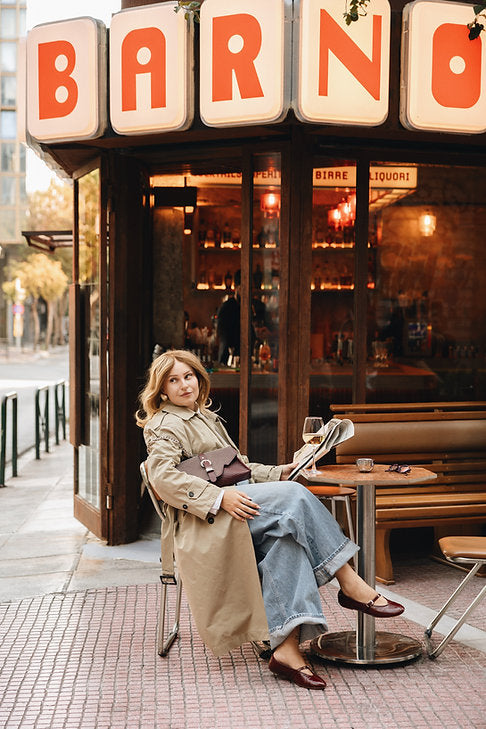 "Go your own way" shoulder bag, cherry nickel