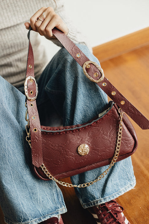 "Kashmir" shoulder bag, cherry gold