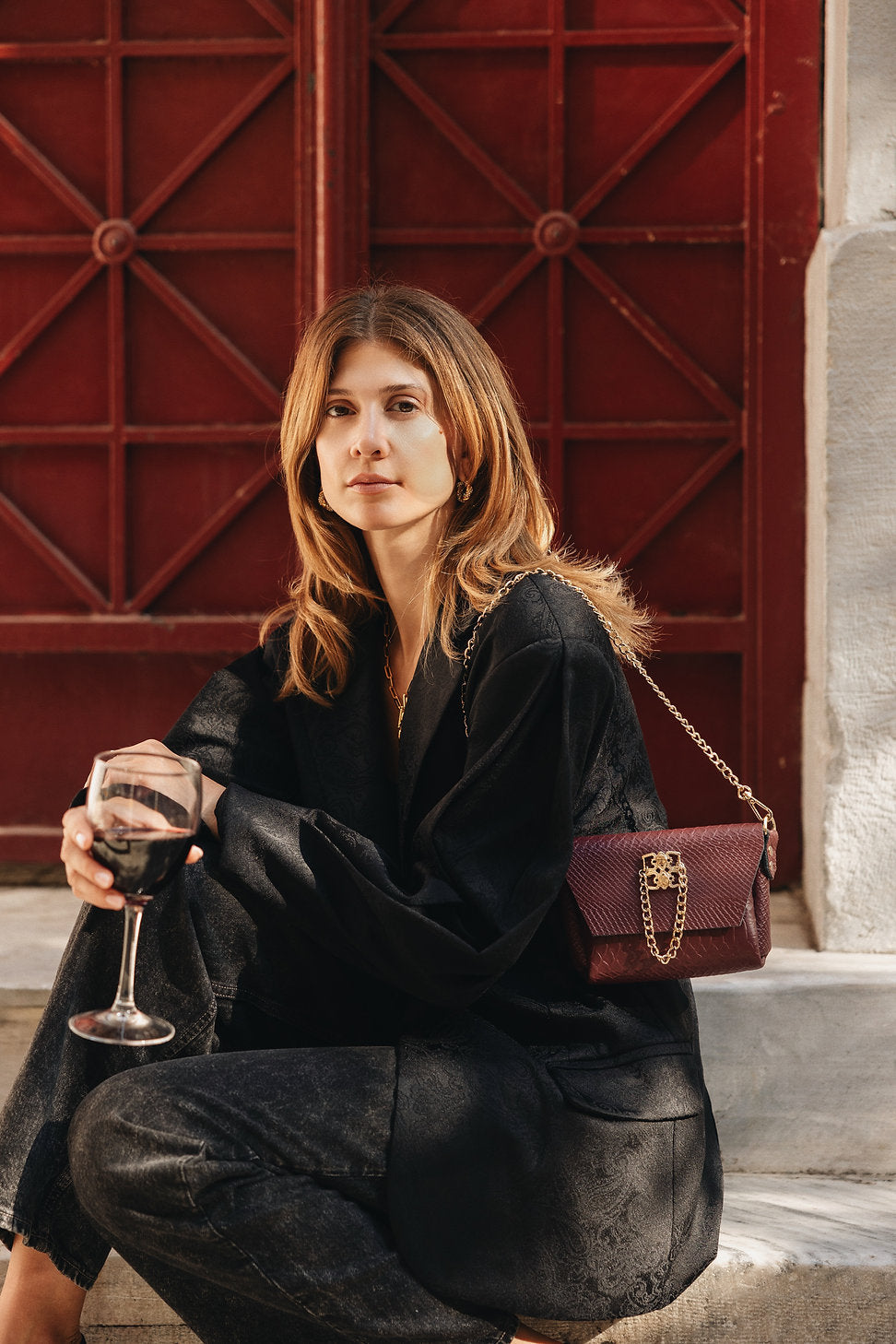 "Don't stop the dance" shoulder bag, cherry