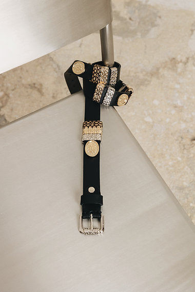 “Free fallin” leather belt black GOLD
