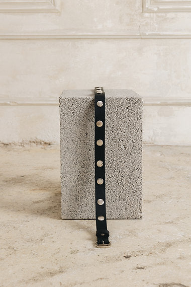 “Break my stride” leather belt black nickel