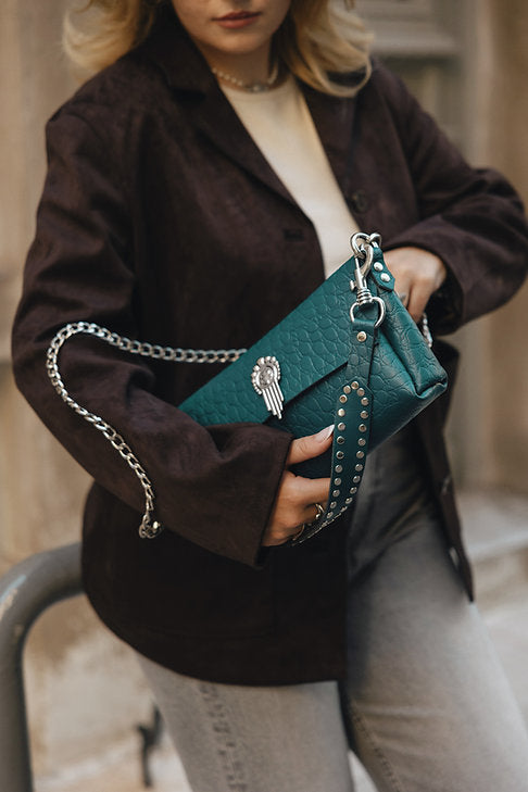 "On my mind" shoulder bag, forest nickel