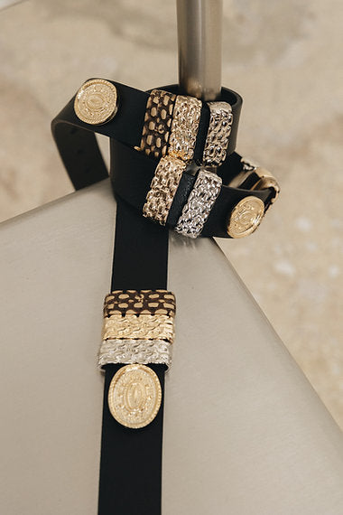 “Free fallin” leather belt black GOLD